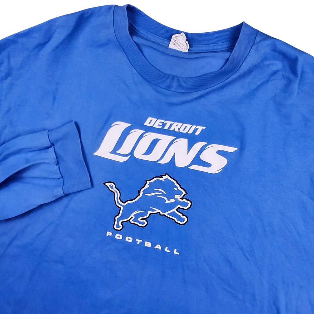 Detroit Lions Long Sleeve Shirt Mens 2XL Blue Football Graphic Tee Fan Gear